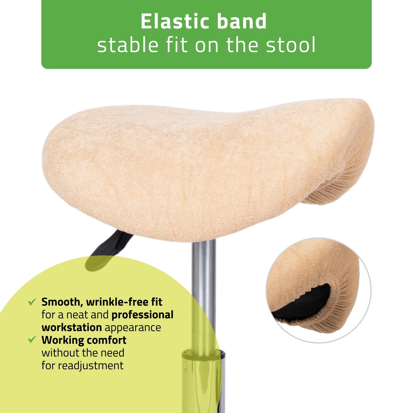 Frotte stoelhoesje met elastiek, diameter 60 cm, crème latte