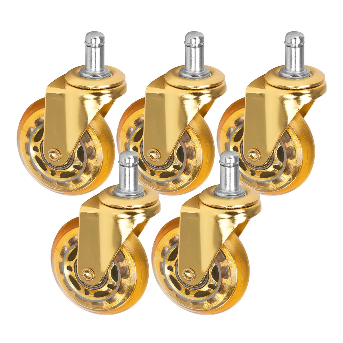 Roll Speed Stuhlrollen gold Druckknopf-Set 5 Stück