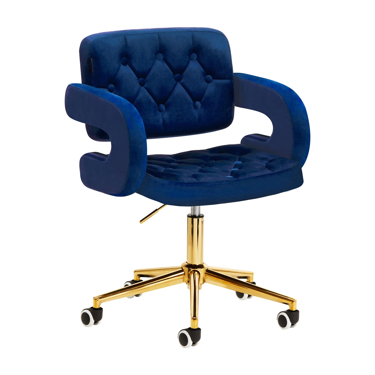 4RICO Friseurstuhl QS-OF213G, Samt Blau
