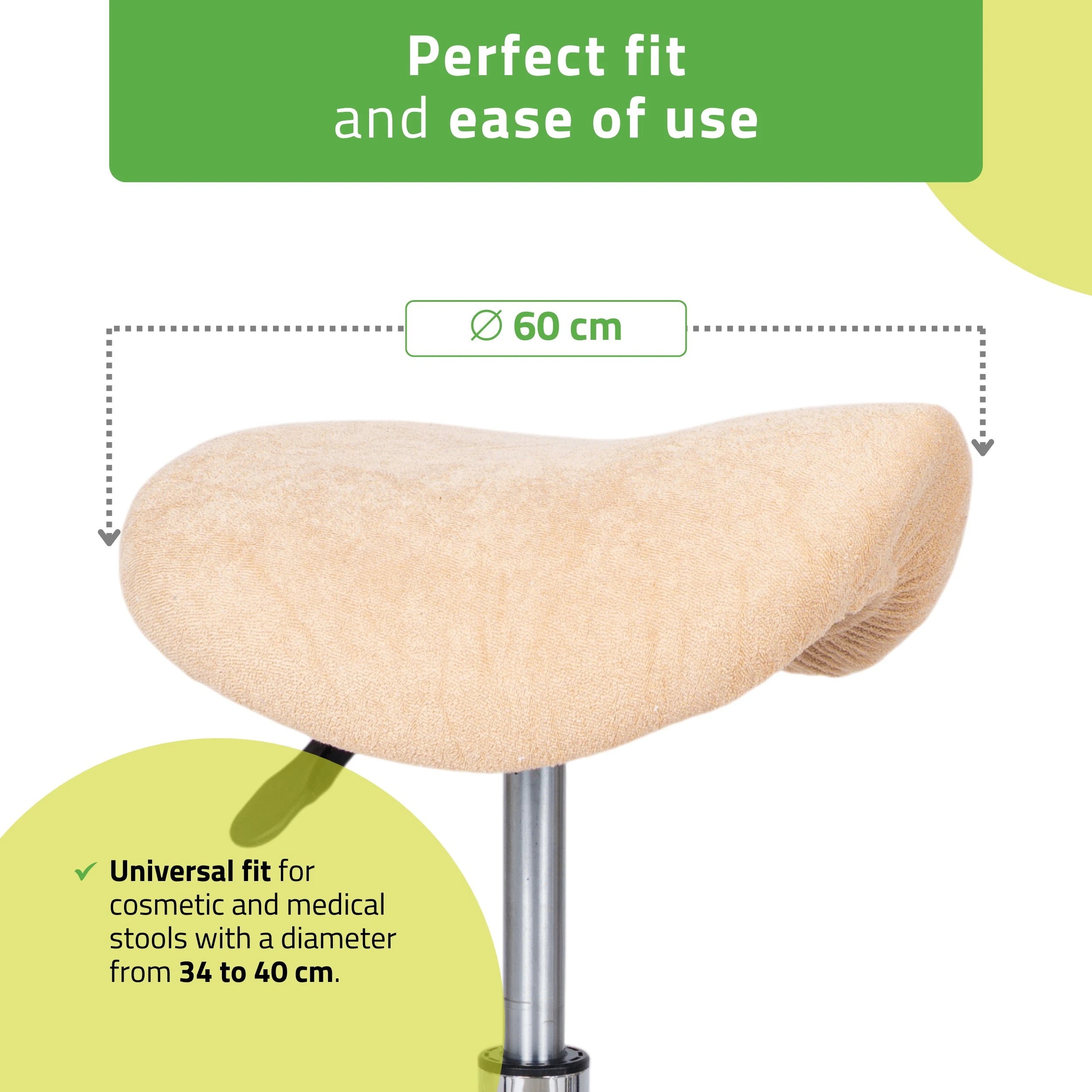 Frotte stoelhoesje met elastiek, diameter 60 cm, crème latte