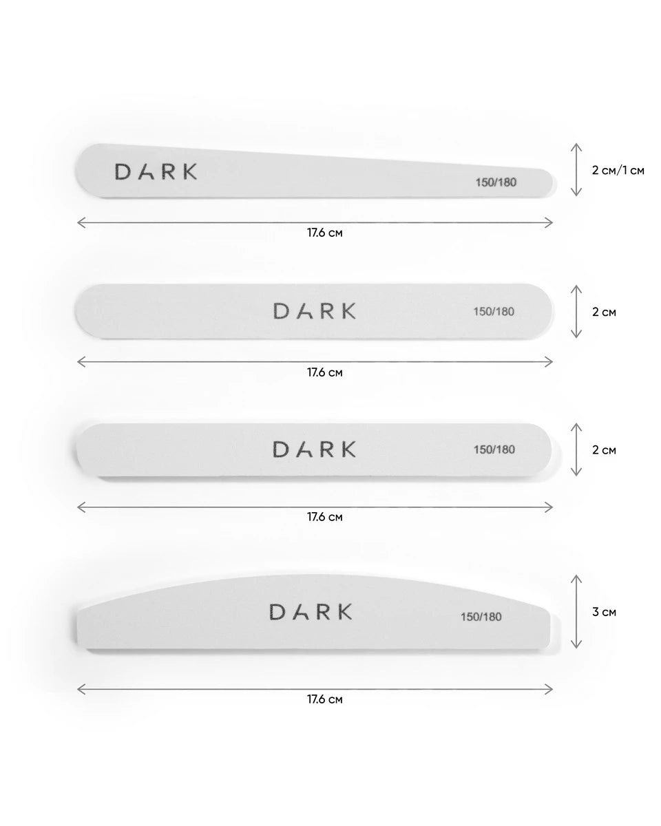 DARK by Rior Nagelfeilen-Set, Oval auf Schaumstoff weiß, 25 Stück (150/180er Körnung)