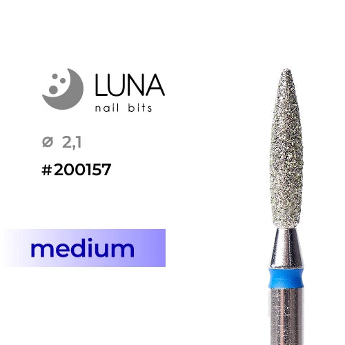 Luna Bits Diamantfräser Flamme, 2,1 mm, Mittelkornung, Blau