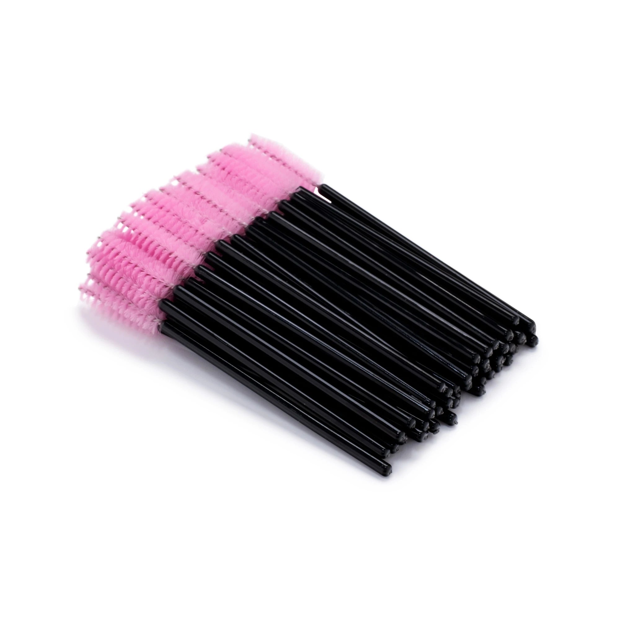Silikon-Bürstchen für Wimpern und Augenbrauen, 50 Stück, Schwarz und Rosa