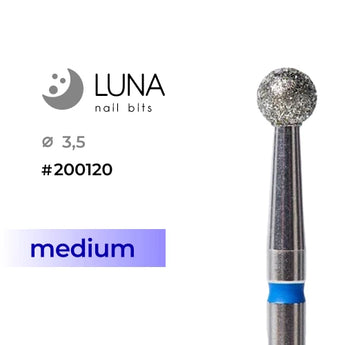 Luna Bits Diamanten freesstift bol 3,5 mm, blauw, medium korrel