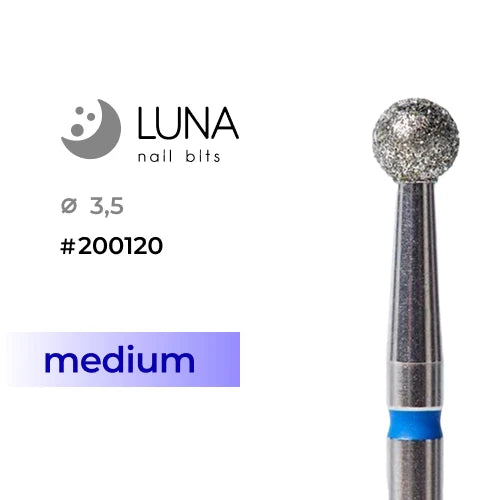 Luna Bits Diamanten freesstift bol 3,5 mm, blauw, medium korrel