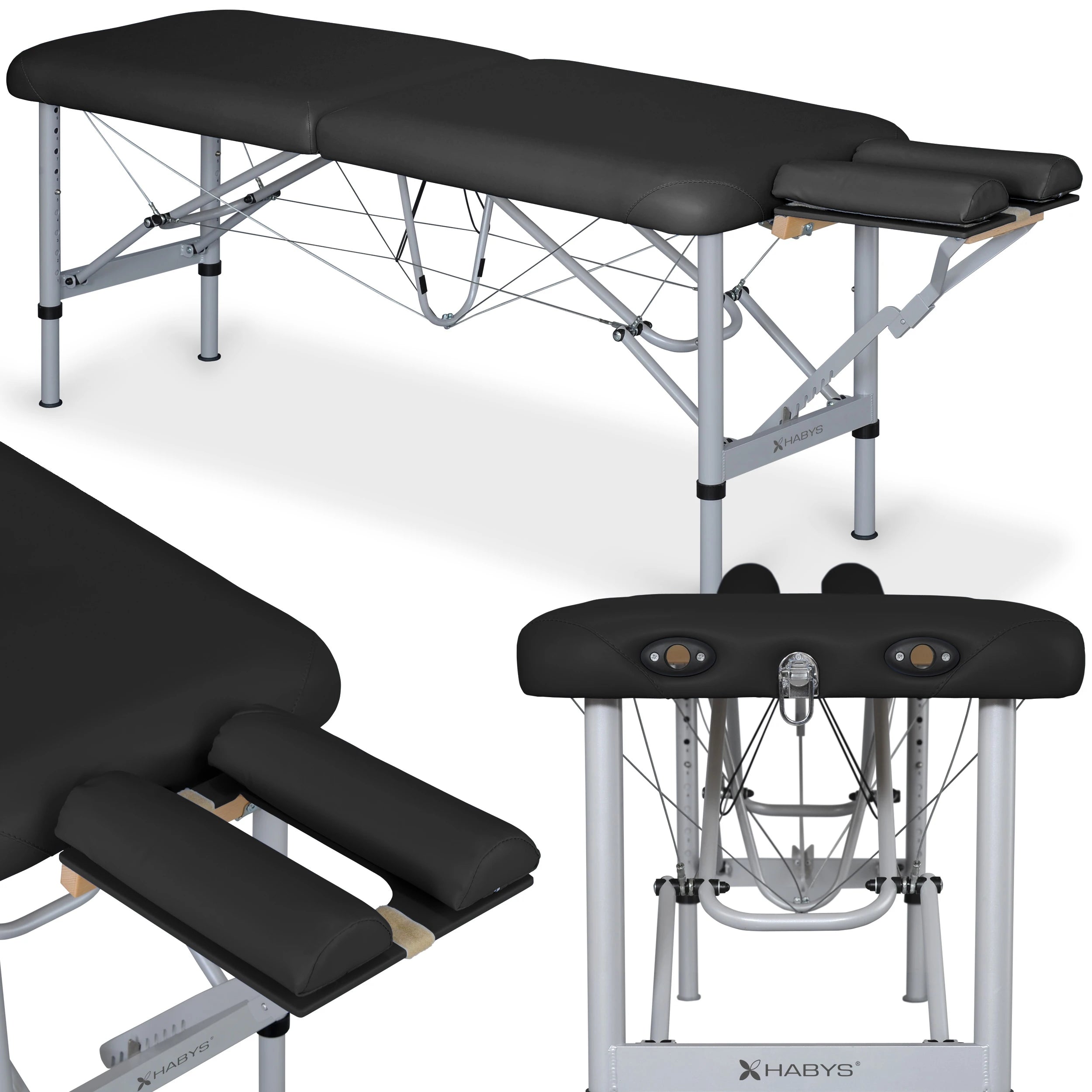 Opvouwbare massagetafel Chiro Ultralux 19 Alu Vinyl Flex, zwart