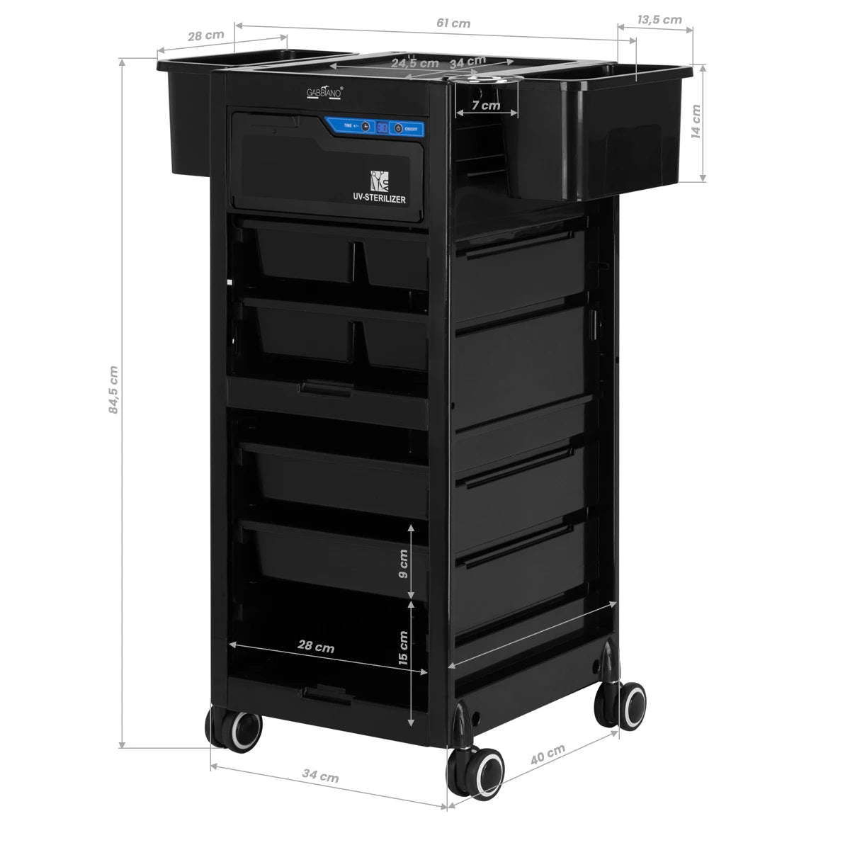 Gabbiano Kapperswagen met UV sterilisator 68UV, zwart