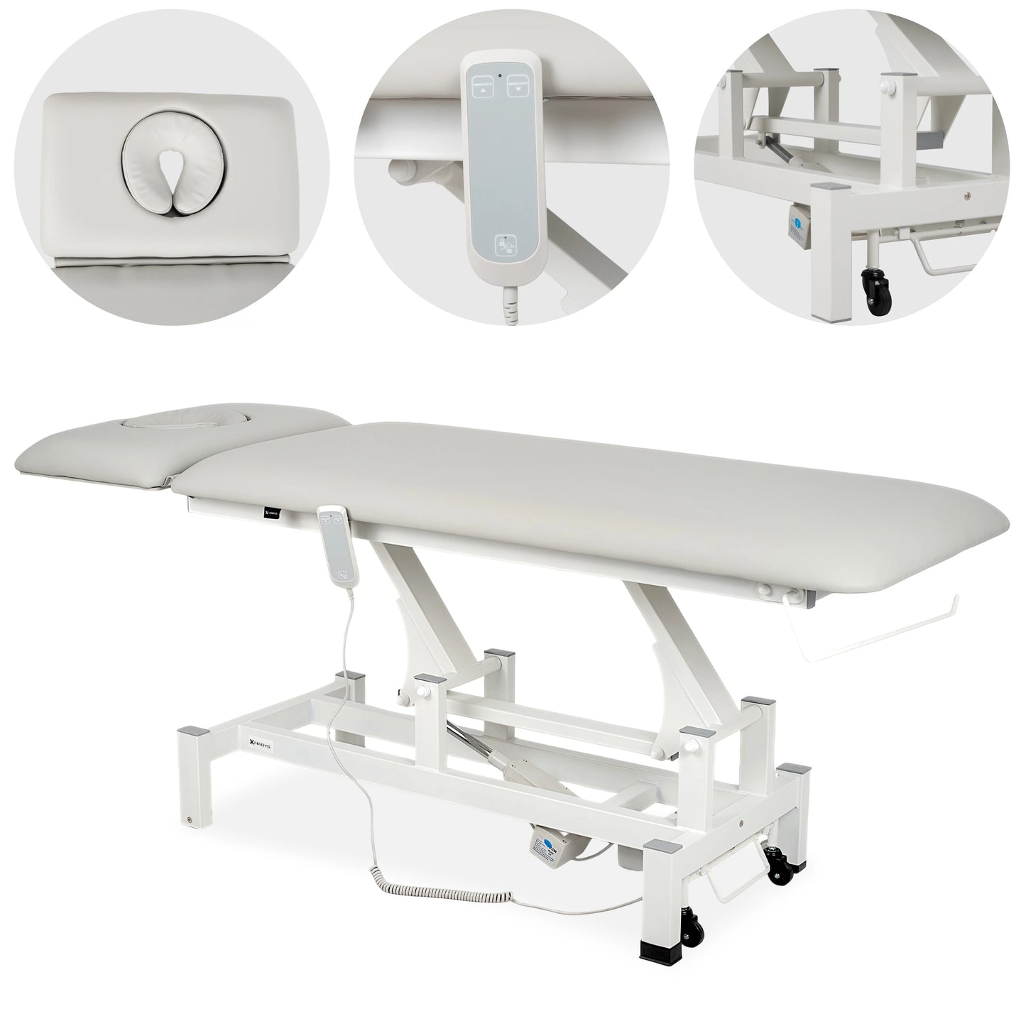 Fortis 2 ERGO Elektrische Therapieliege, mit Handfernbedienung und Höhenverstellung, ERGO Polsterung, k729 Hellgrau