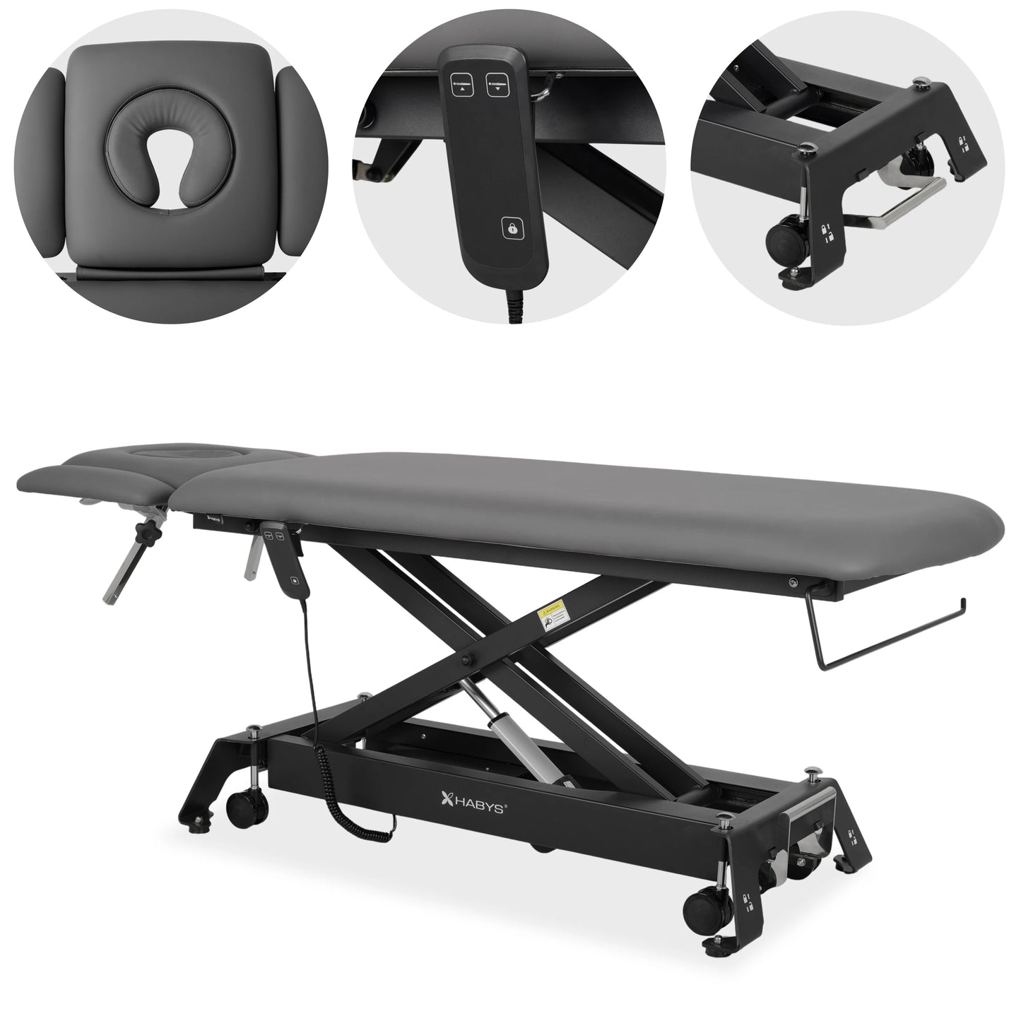 Evero Cross X4 ERGO Elektrische Therapieliege, höhenverstellbar mit Handsteuerung, ERGO-Polsterung, Touch Core k322, Grau