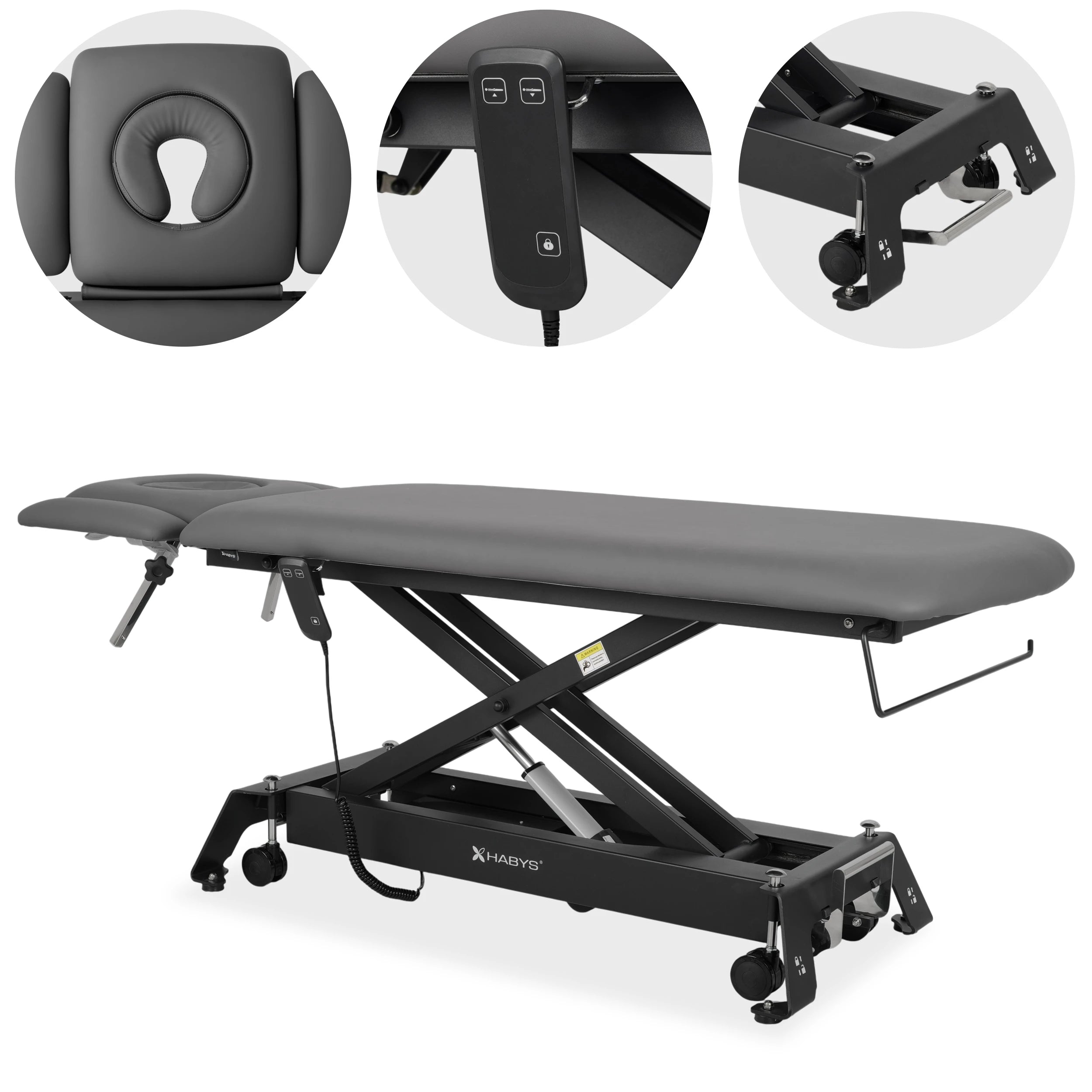 Evero Cross X4 ERGO Elektrische Therapieliege, höhenverstellbar mit Handsteuerung, ERGO-Polsterung, Touch Core k322, Grau