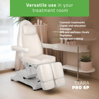 Cosmetic treatment chair, electric Elara PRO 6P, white