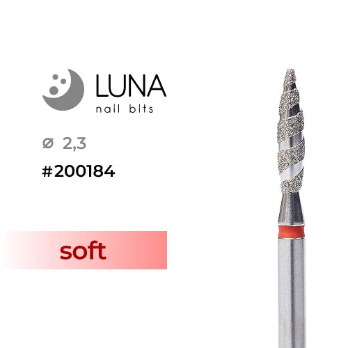 Tornado Flame Diamond Nail Drill Bit, 2.3-10 mm, Red, Fine Grit