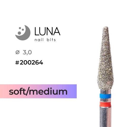 Luna Bits Diamanten freesstift kegel 3,0 mm, rood/blauw, fijn/medium