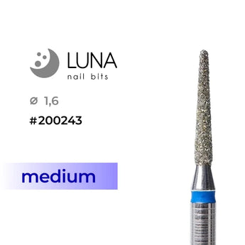 Luna Bits Diamanten freesstift Afgeronde Kegel, 1,6-10, blauw, medium korrel