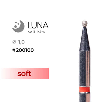 Diamond Nail Drill Bit Ball 1.0 M, Red Fine Grit