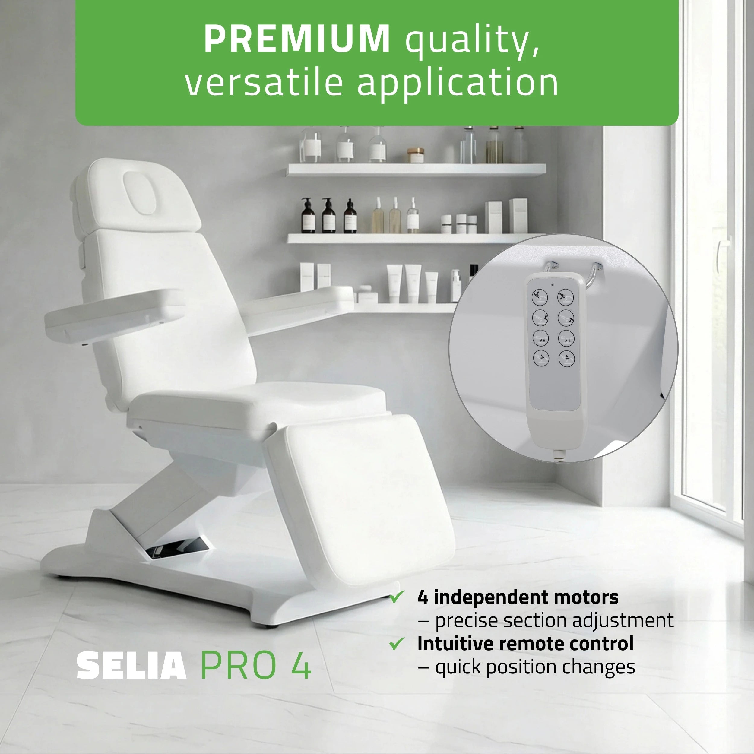 Selia PRO 4 Touch Core K301 Elektrische behandelstoel, Wit