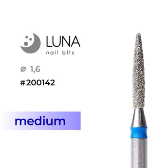 Diamond Flame Nail Drill Bit 1.6-10, Blue (Medium Grit)