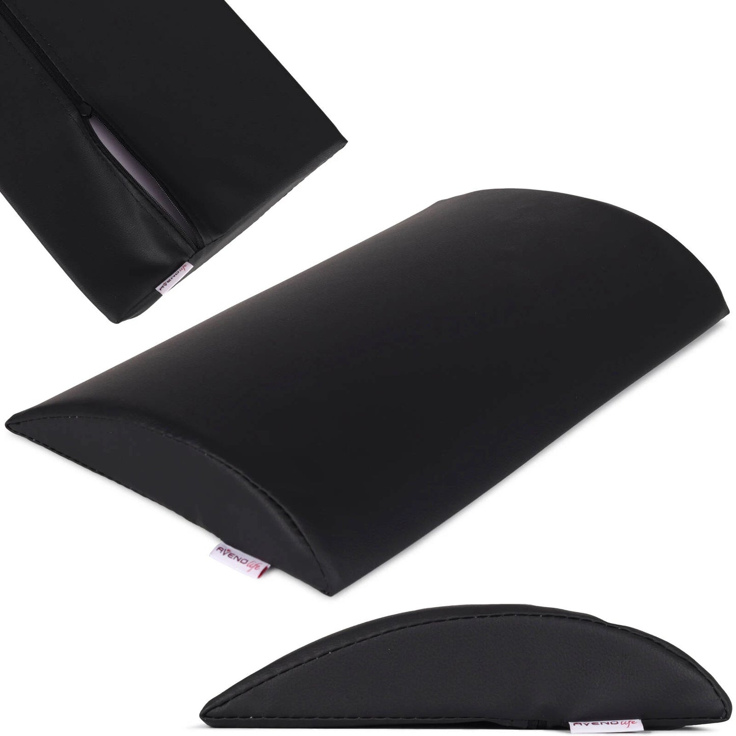 Semi Round Bolster Lumbar Massagerolle 40x25x5 cm K515, Schwarz