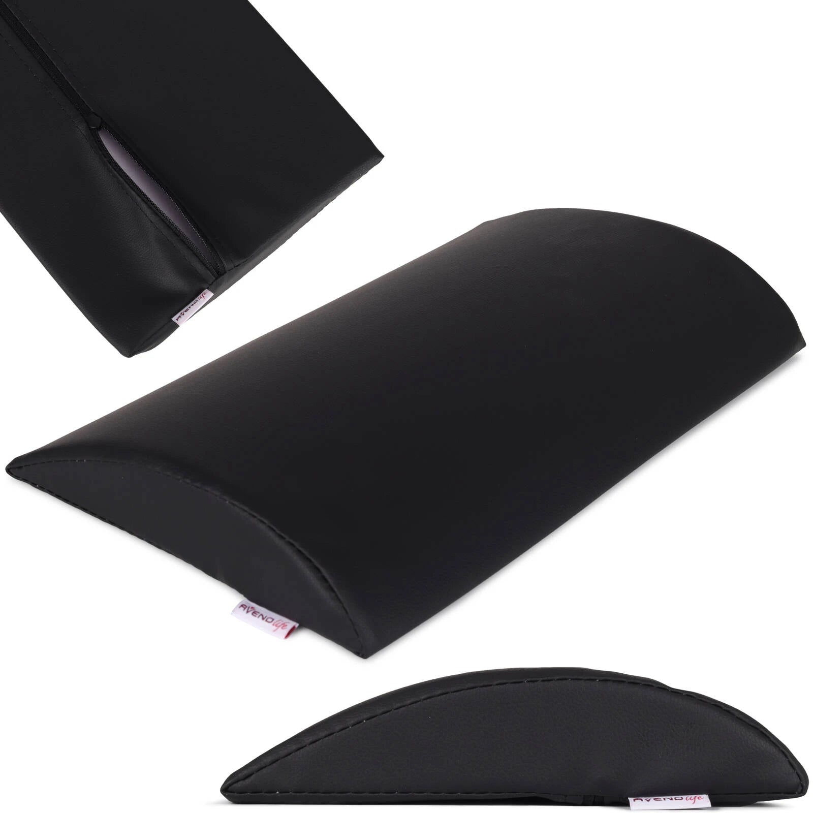 Semi Round Bolster Lumbar Massagerolle 40x25x5 cm K515, Schwarz