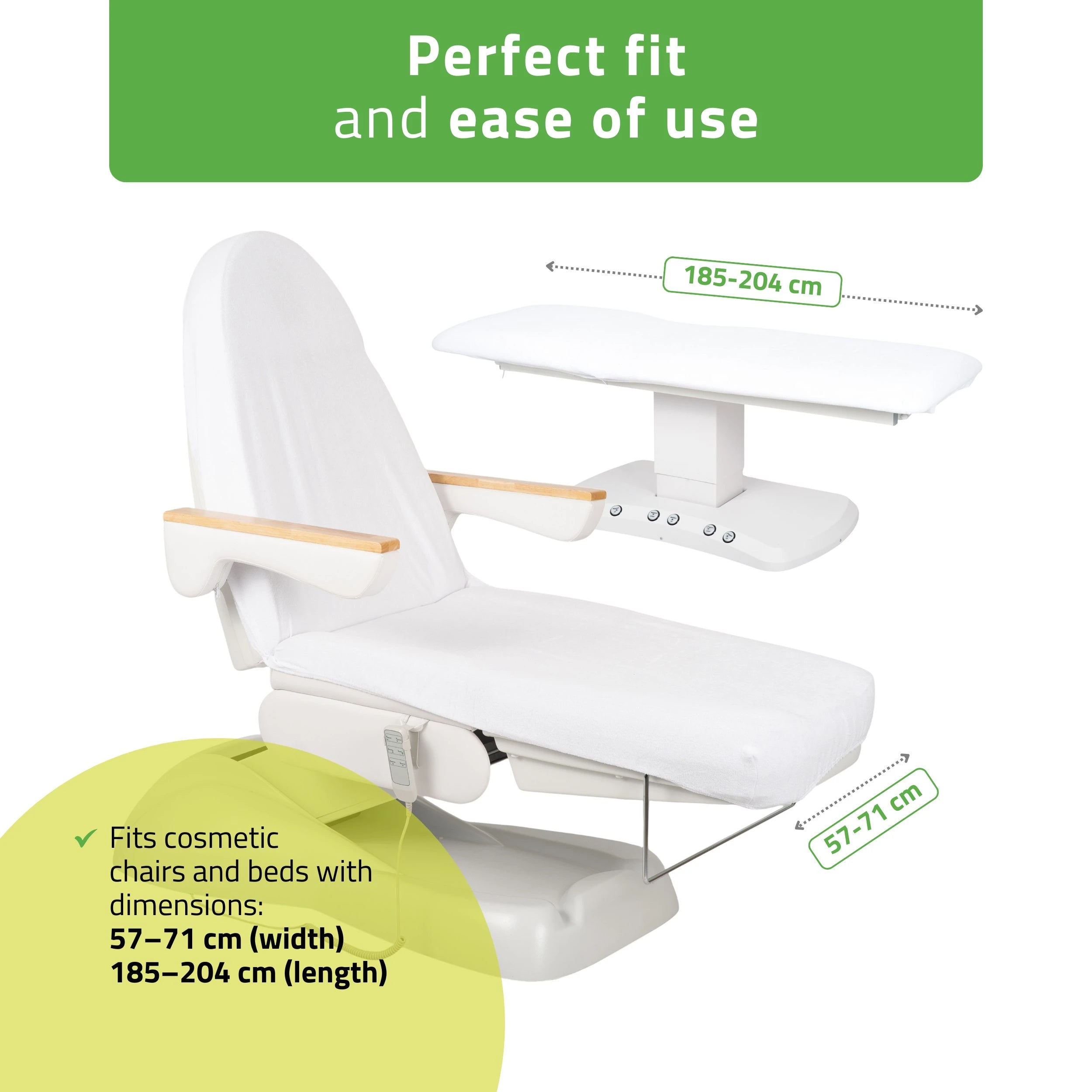 Frotte sheet with elastic and ties for cosmetic chair, 70 × 190 cm white