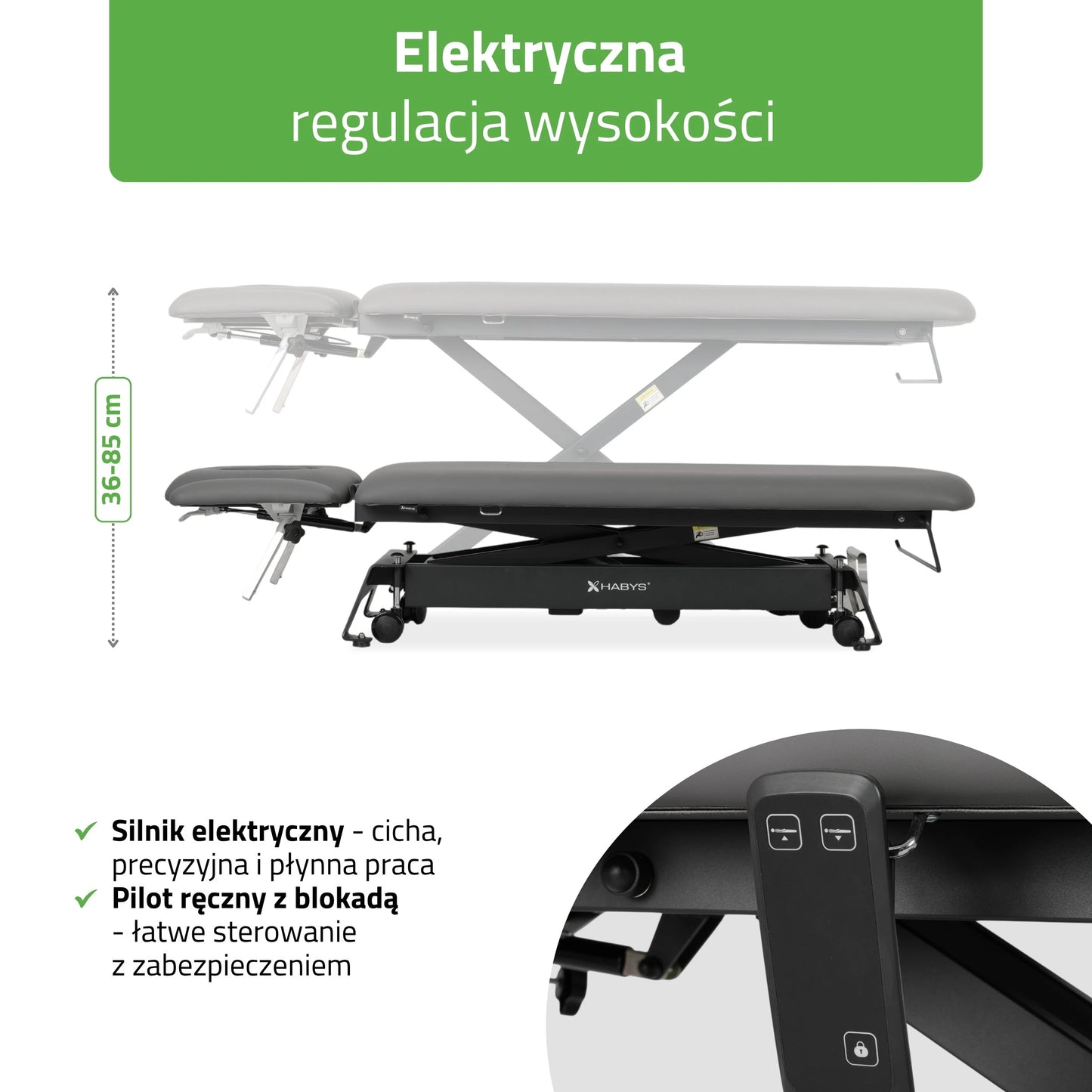 Evero Cross X4 ERGO Elektrische Therapieliege, höhenverstellbar mit Handsteuerung, ERGO-Polsterung, Touch Core k322, Grau