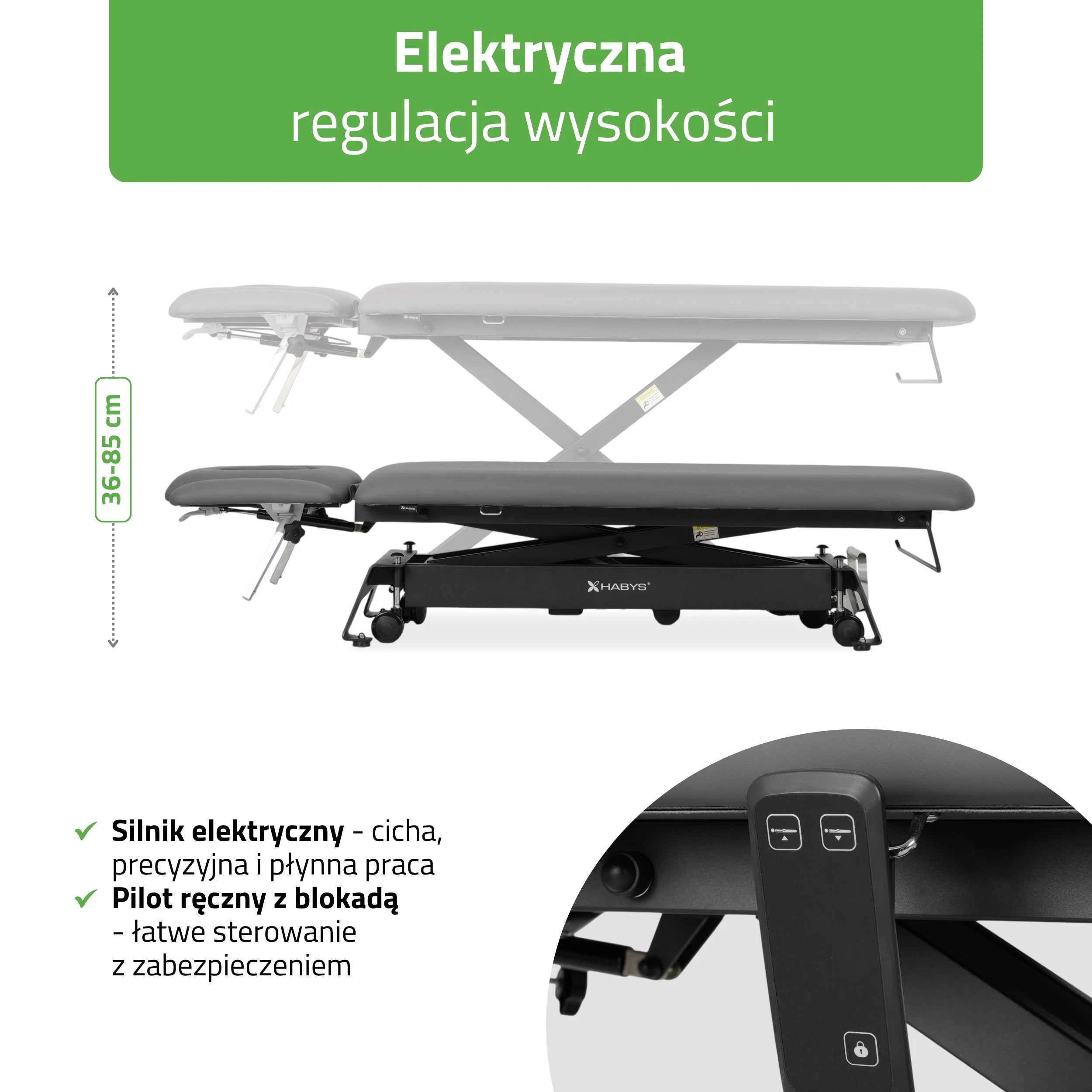 Evero Cross X4 ERGO Elektrische Therapieliege, höhenverstellbar mit Handsteuerung, ERGO-Polsterung, Touch Core k322, Grau