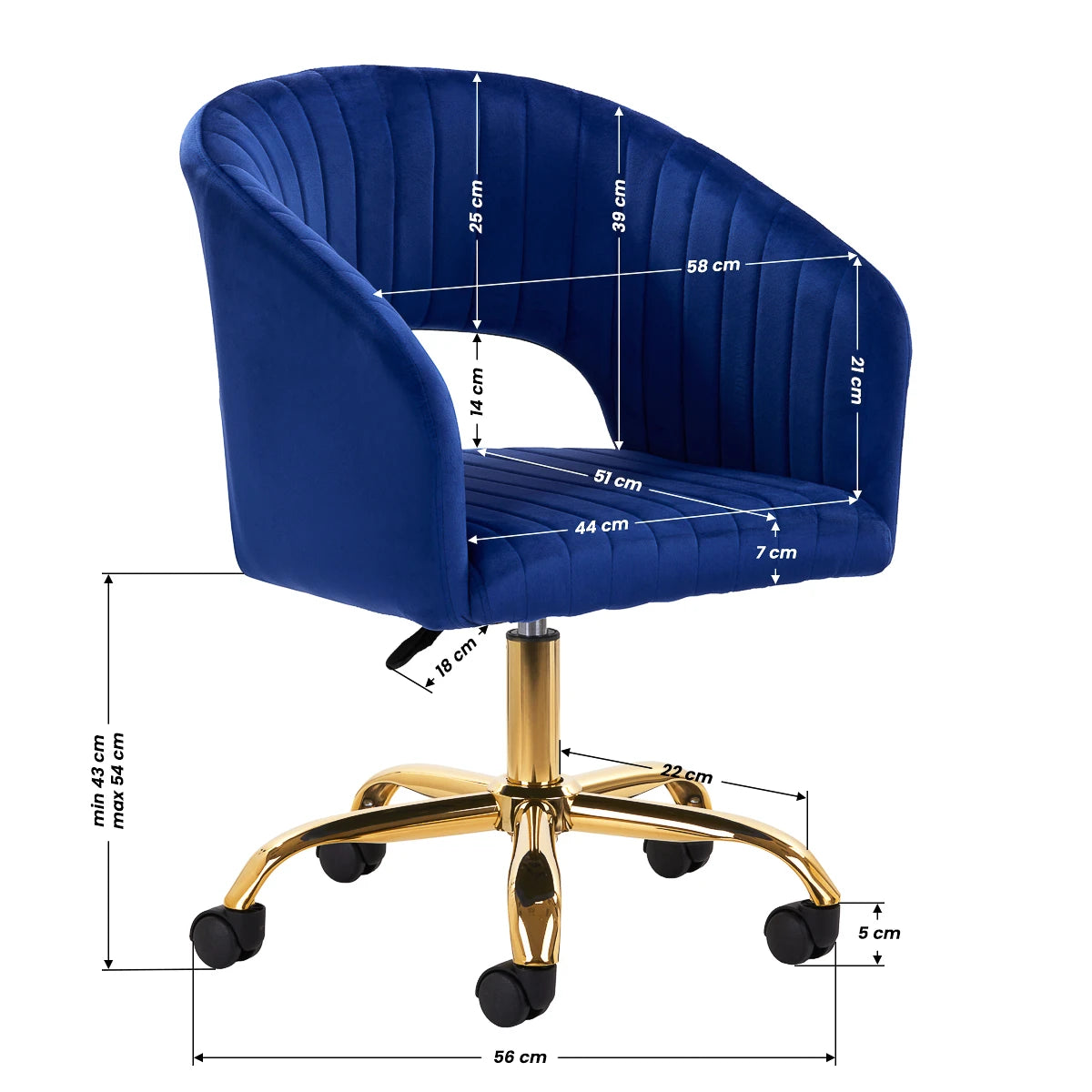 4RICO Friseurstuhl QS-OF212G, Blau