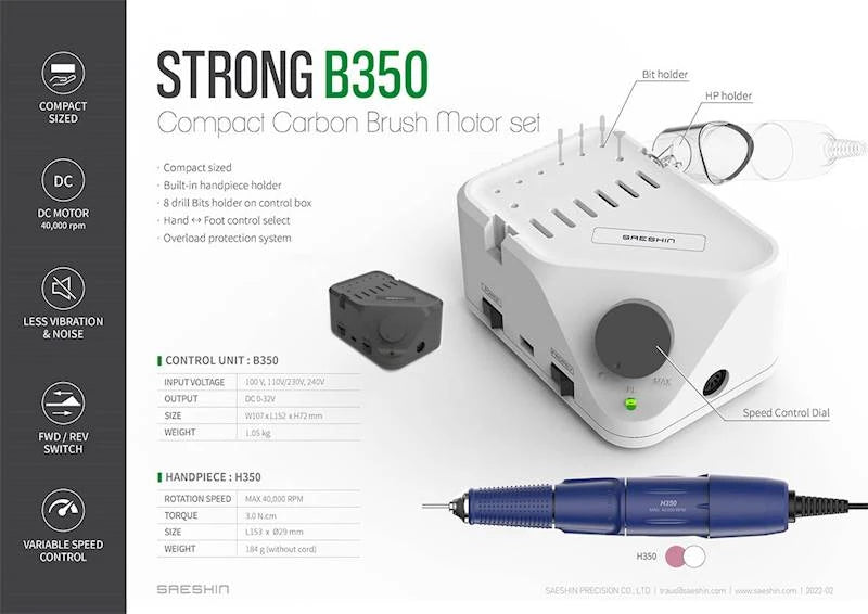 Saeshin Strong B350/H350 Nagelfräser, Blau