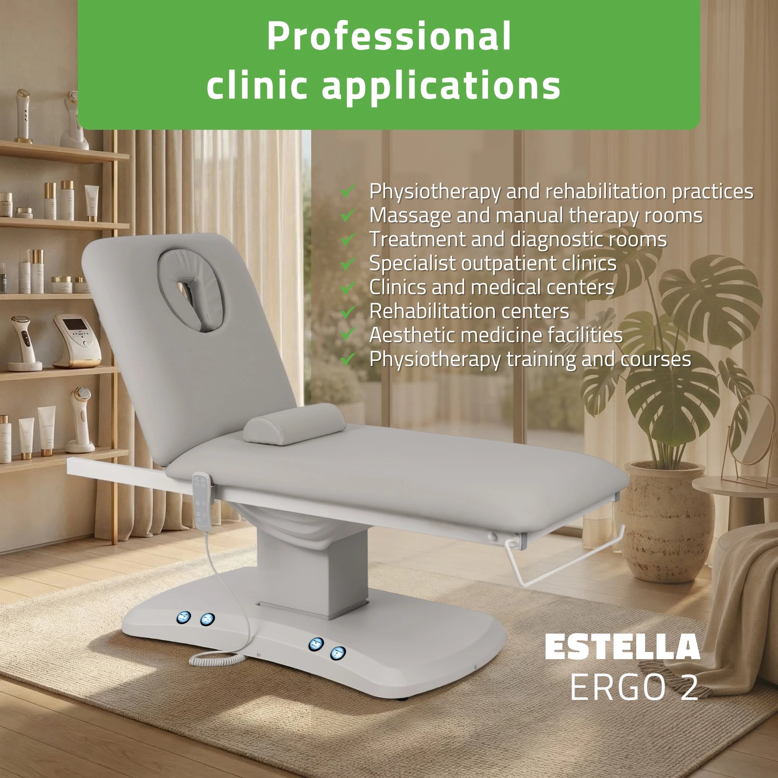 Elektrische Therapieliege Estella ERGO 2, Grau – 2 Motoren