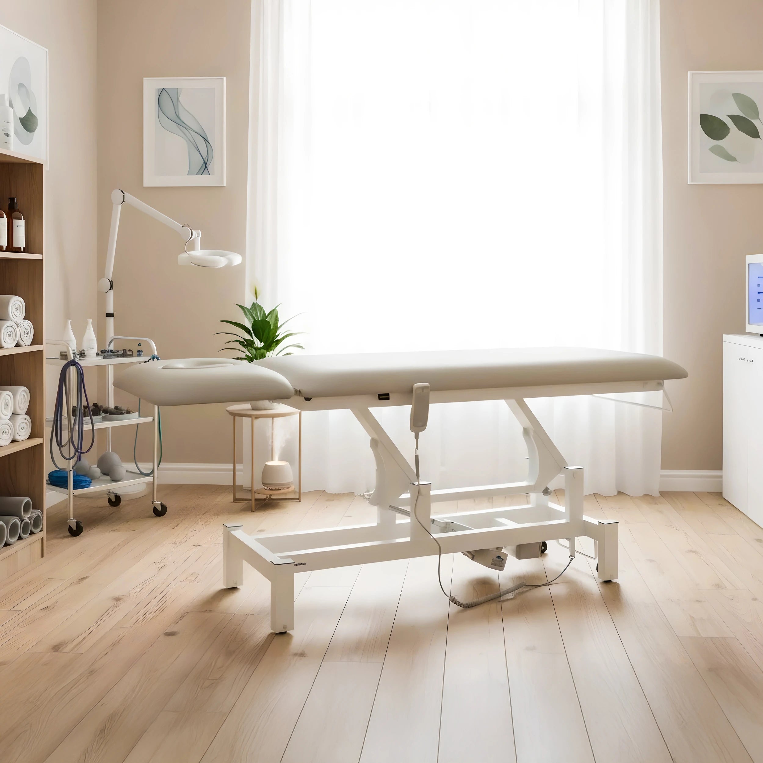 Fortis 2 ERGO Elektrische Therapieliege, mit Handfernbedienung und Höhenverstellung, ERGO Polsterung, k729 Hellgrau
