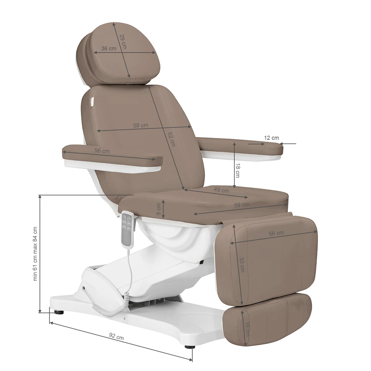 Sillon elektrische behandelstoel Classic 3 motoren, bruin