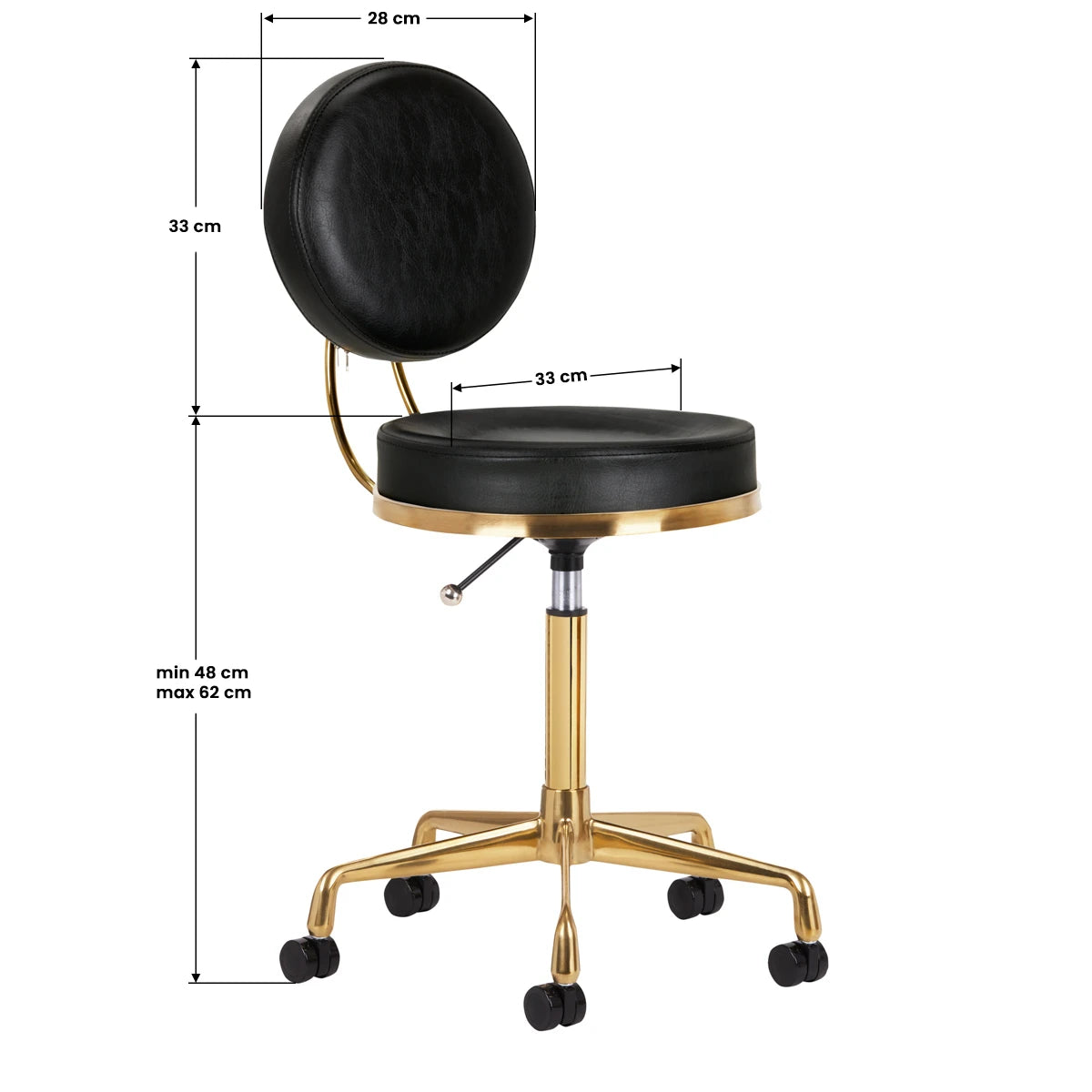 COSMETIC STOOL H5 GOLD BLACK
