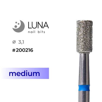 Luna Bits Diamantfräser Zylinder, 3,1 x 6 mm, Mittelkornung, Blau