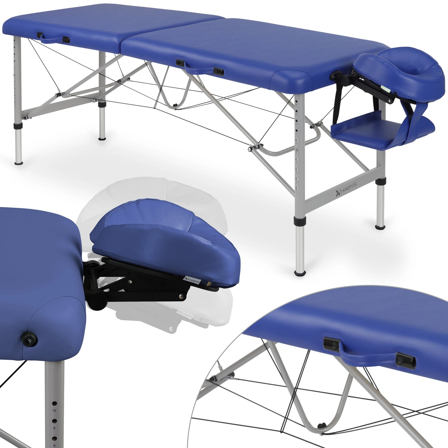 Opvouwbare massagetafel Aero Stabila Alu 60 Vinyl Flex, marineblauw