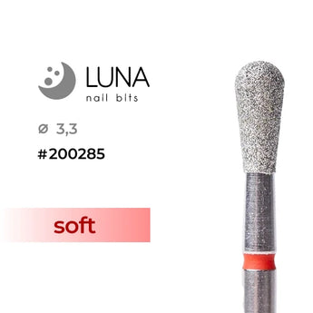 Luna Bits Diamanten freesstift kegel omgekeerd afgerond 3,3 mm/7 mm rood fijn
