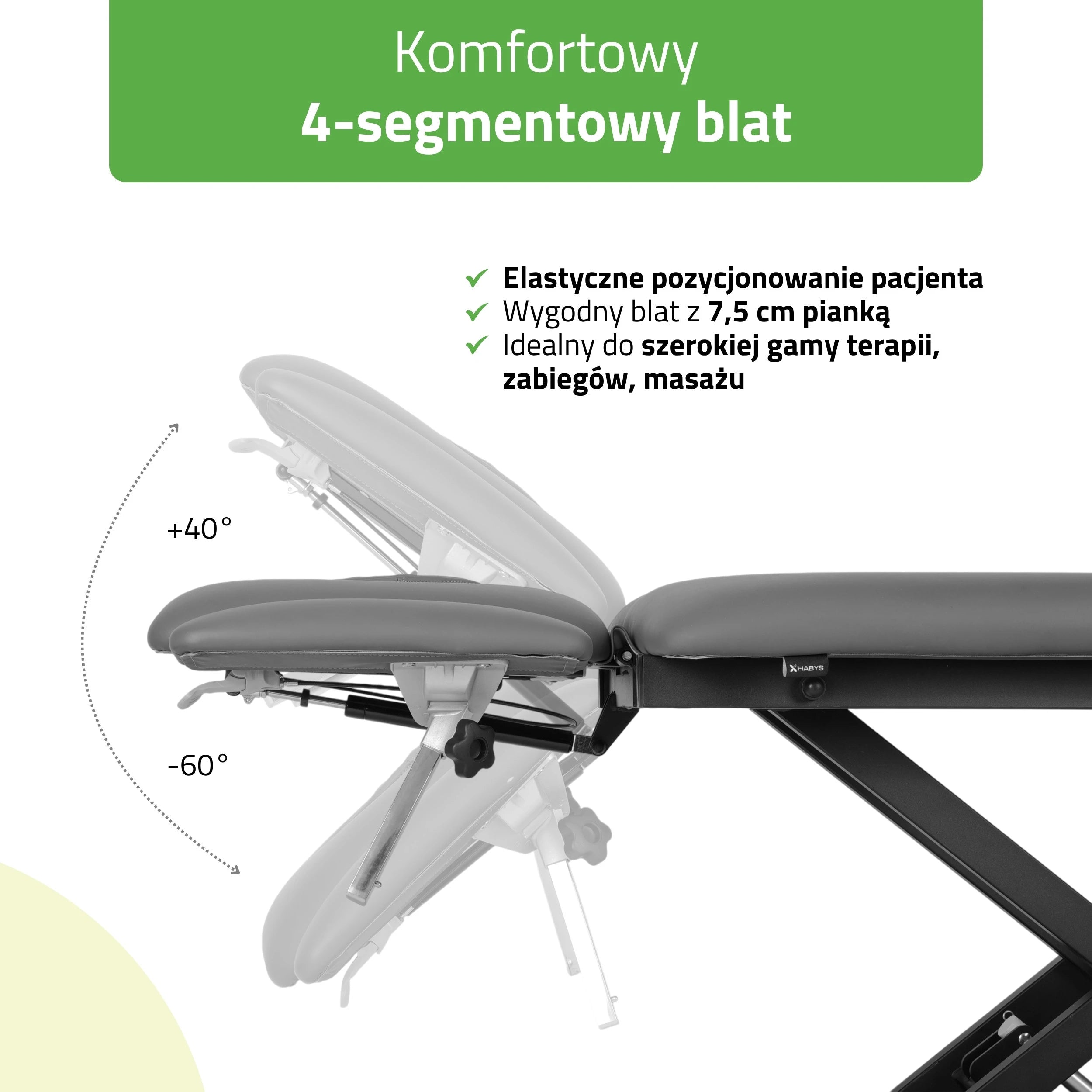 Evero Cross X4 ERGO Elektrische Therapieliege, höhenverstellbar mit Handsteuerung, ERGO-Polsterung, Touch Core k322, Grau