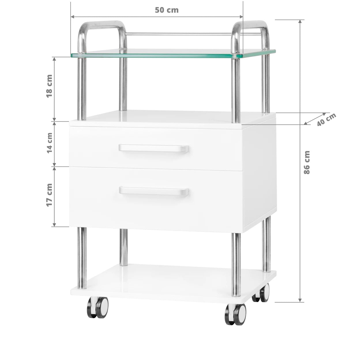 Pedicuretafel op wielen wit