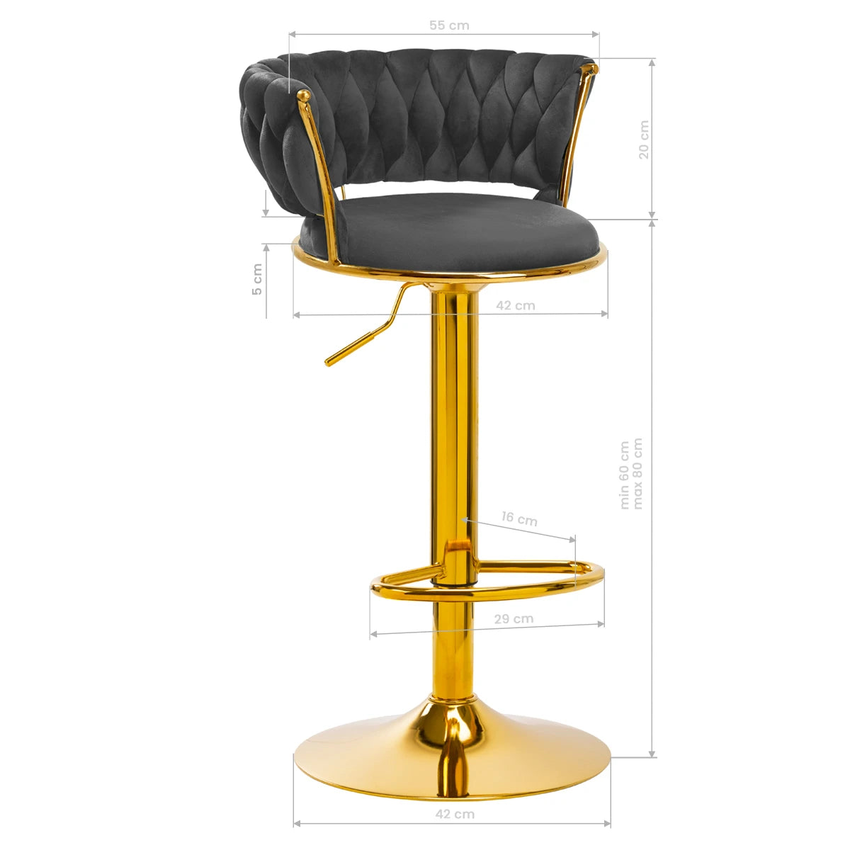 4RICO Barhocker QS-B313a, grauer Samt