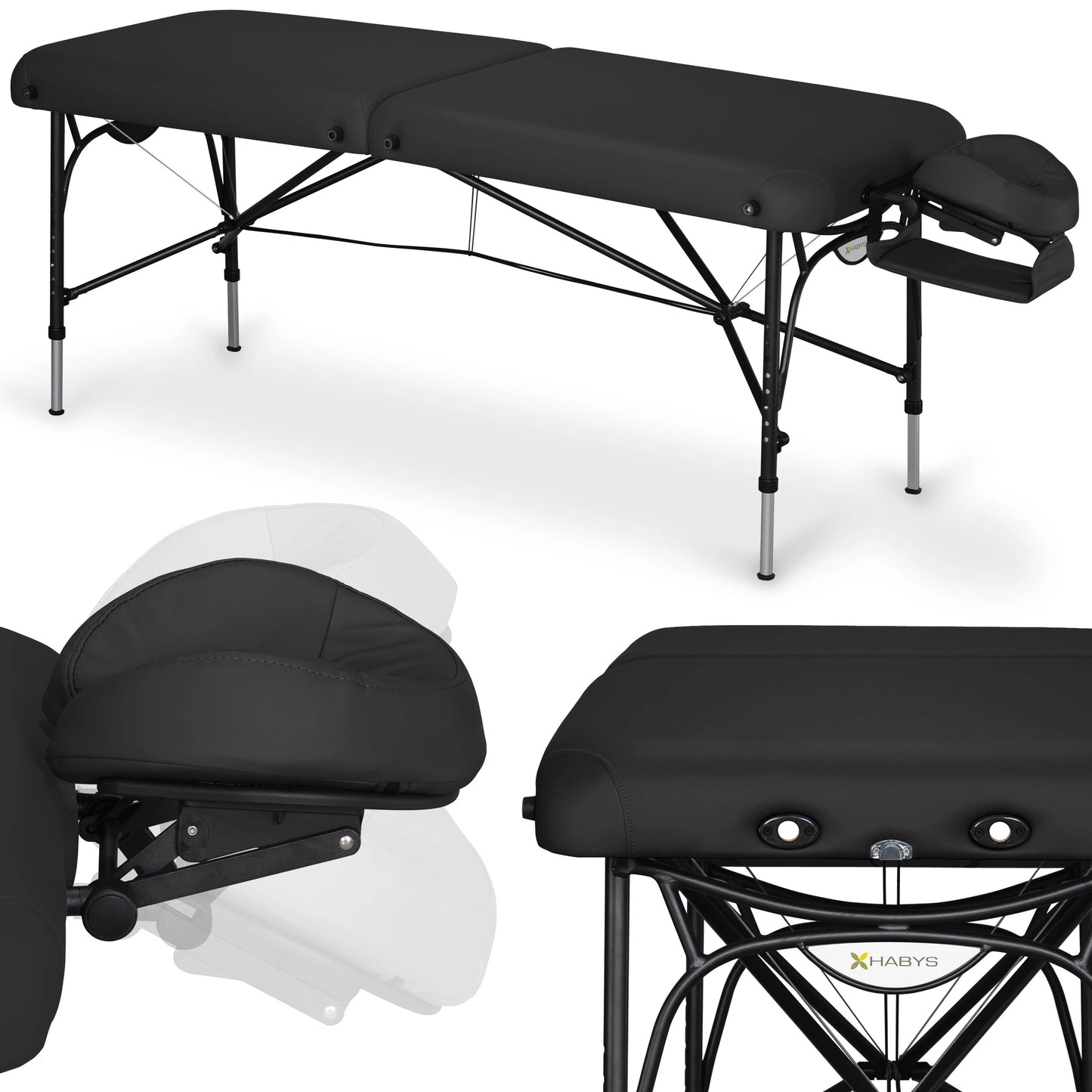 Massagetafel Smart Alu 70 Vinyl Flex K015, Zwart