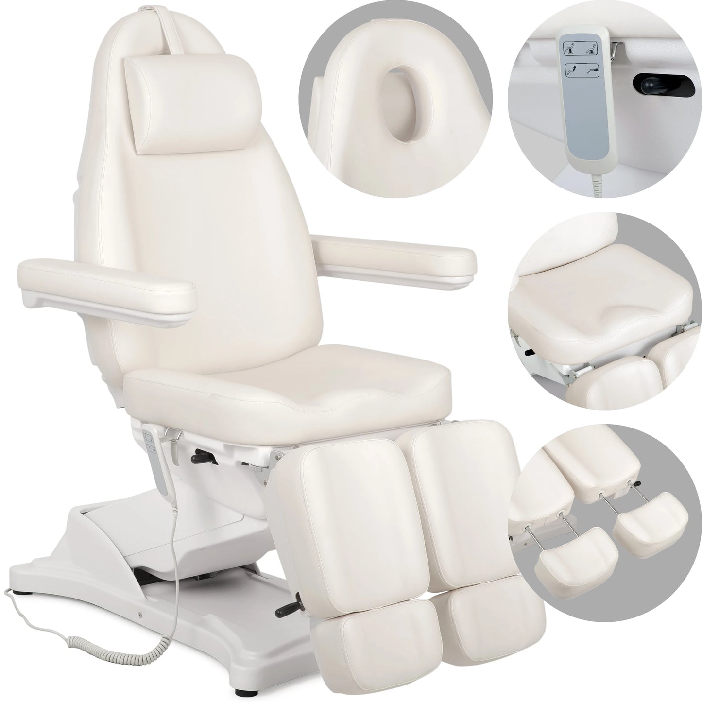 Cosmetic treatment chair, electric Elara PRO 6P, white