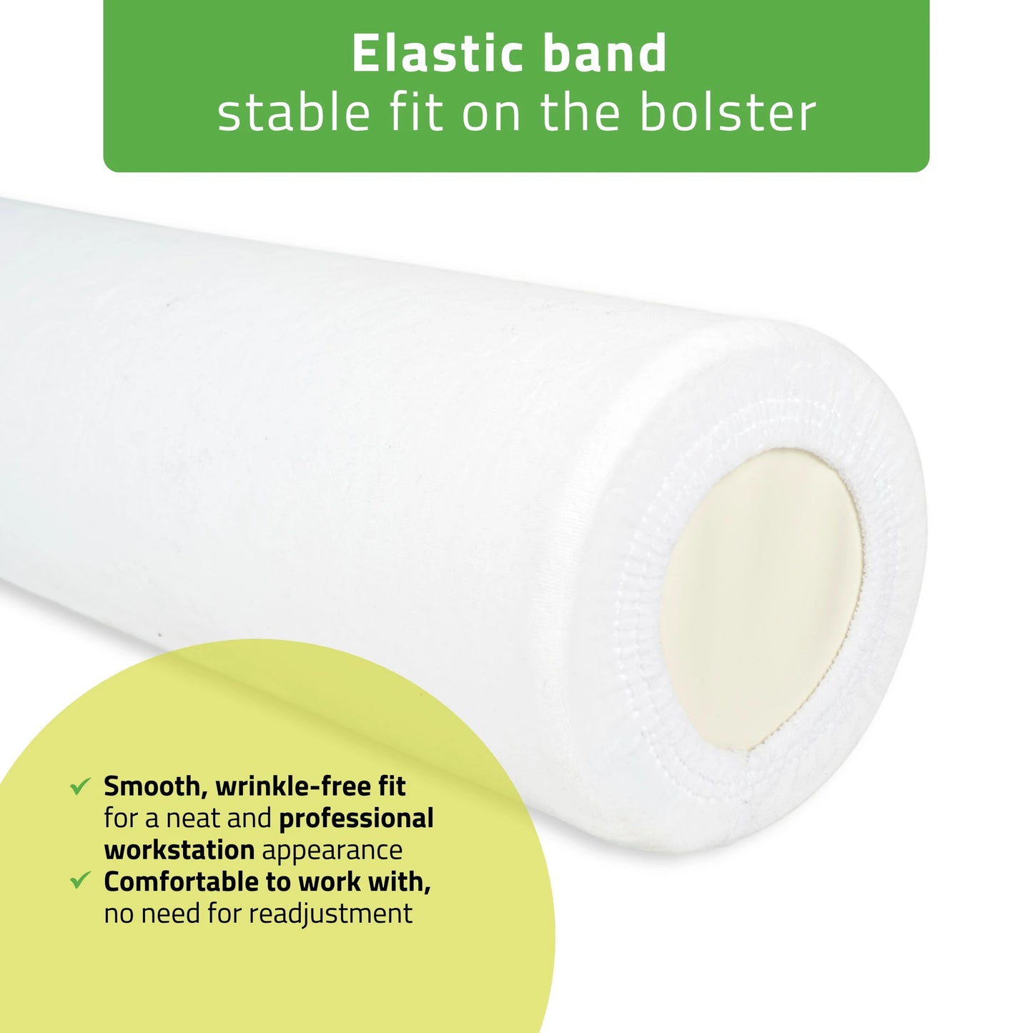 Velour cover with elastic for bolster, 15 × 60 cm white