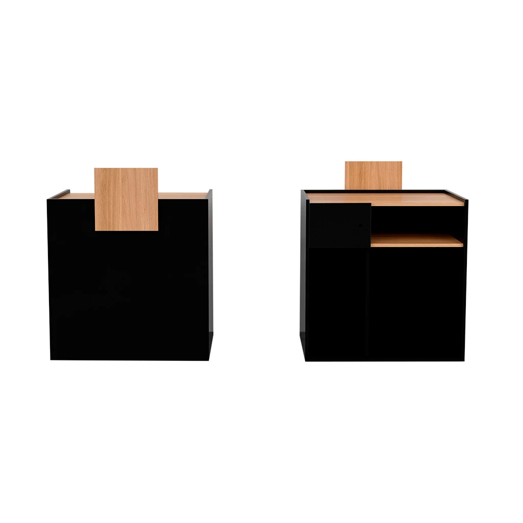 KARIBU Black Reception Desk with Oak Decor