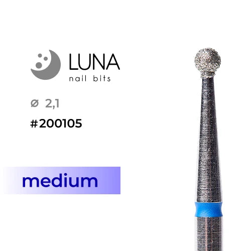 Luna Bits Bol diamanten freesstift, 2,1 mm, medium korrel, blauw