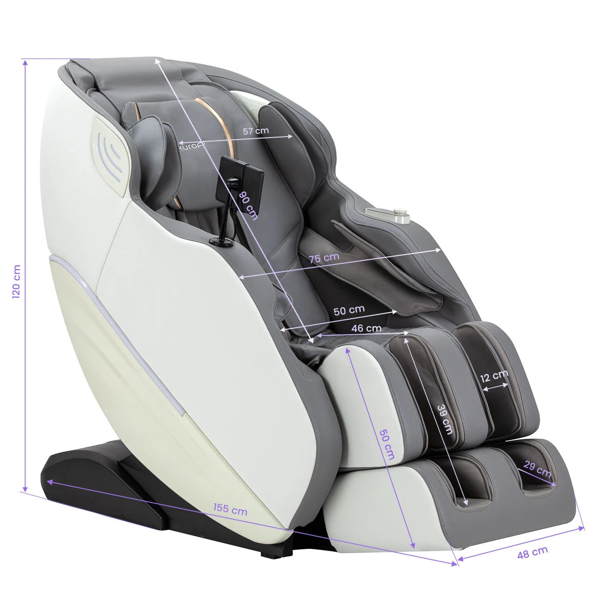 Sakura Massagestoel 3D Maximus 809, wit en grijs