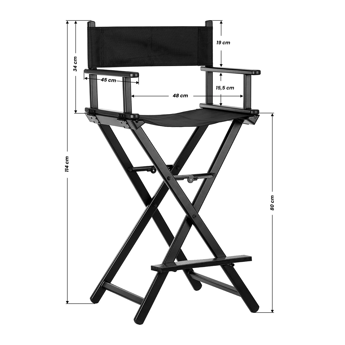 Gabbiano Behandelstoel, zwart aluminium